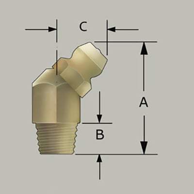 M8 x 1 Self Forming Thread 45˚ Grease Fitting - 10 pcs