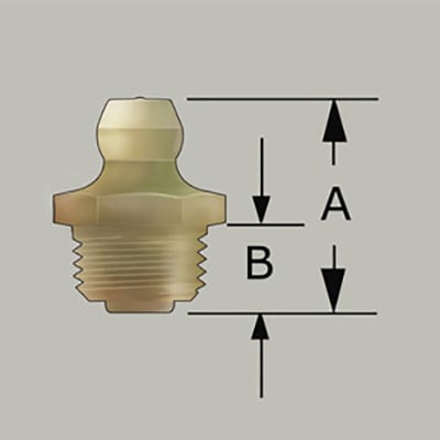 1/8" x 28 BSP (G1/8") Short Straight Grease Fitting - 10 pcs