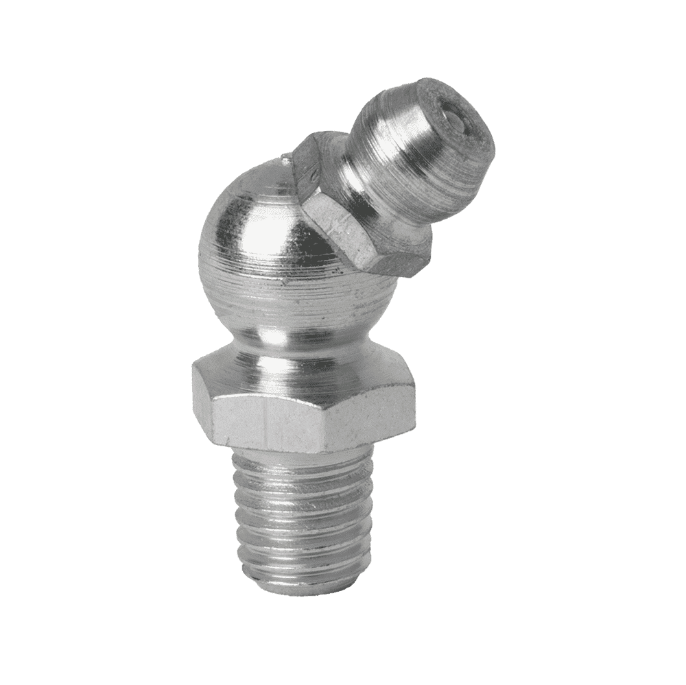 1/4" x 28 SAE-LT 0.3" Thread 45˚ Grease Fitting - 10 pcs
