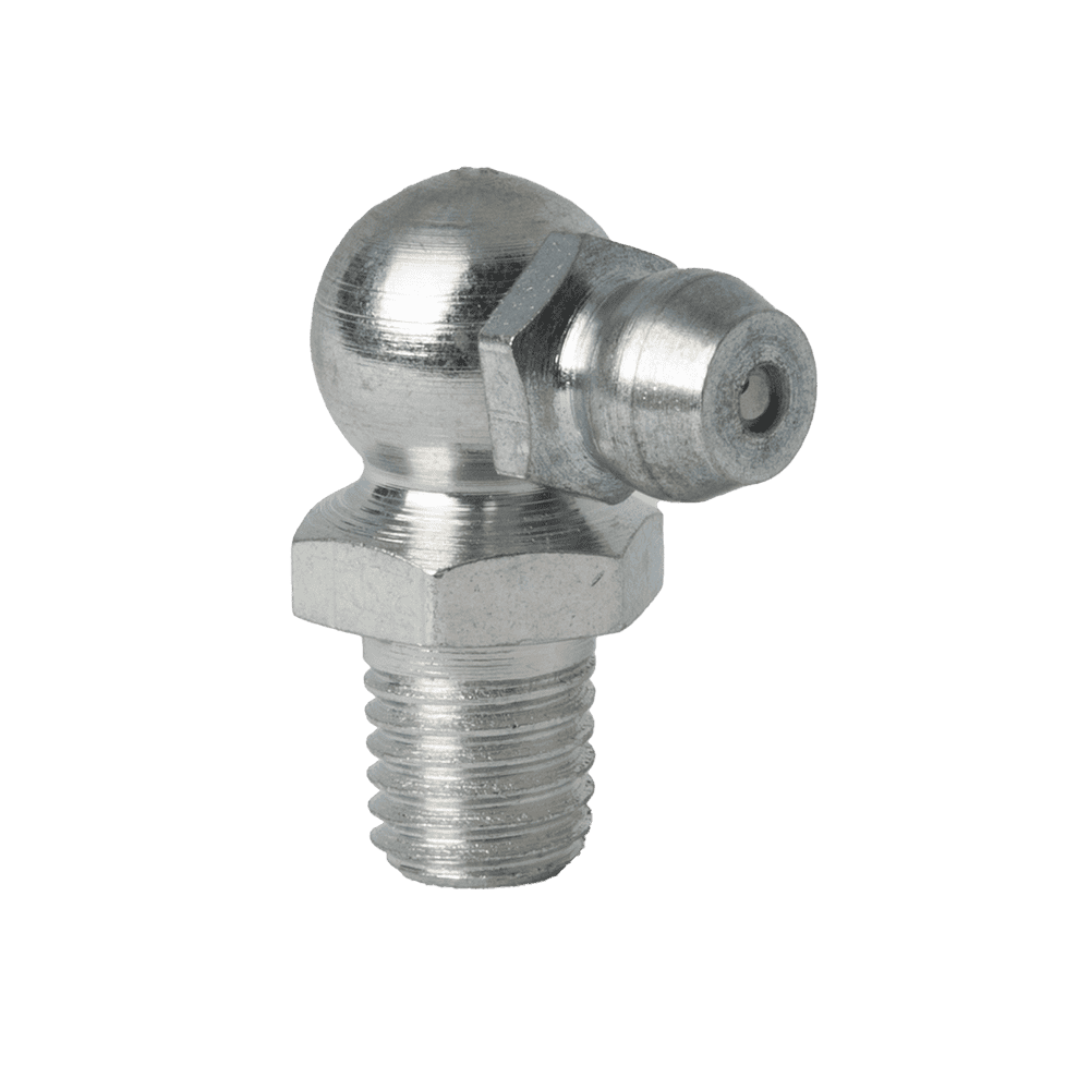 1/4" x 28 SAE-LT 0.3" Long Thread 90˚ Grease Fitting - 10 pcs