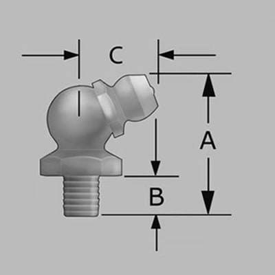 5/16'' Drive Fit 65˚ Grease Fitting - 10 pcs