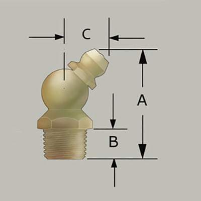 3/8" x 24 UNF 45˚ Grease Fitting - 10 pcs