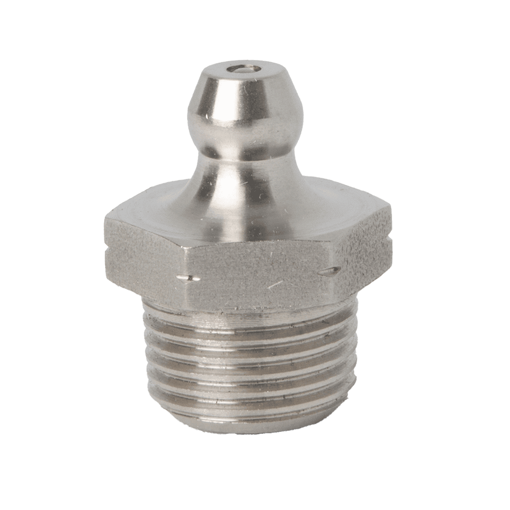 M12 x 1 Taper Straight Grease Fitting 316 Stainless Steel (A4) - 2 pcs