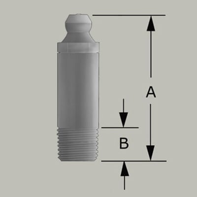 1/8'' x 27 PTF Straight Grease Fitting 1.75" Long - 5 pcs