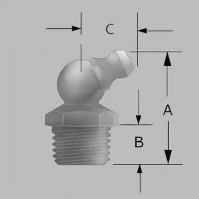1/4" x 18 PTF 65° Grease Fitting - 10 pcs