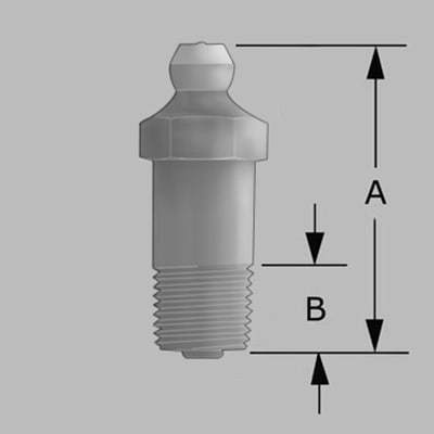 1/8'' x 27 PTF Special 2.55" Long Grease Fitting - 2 pcs