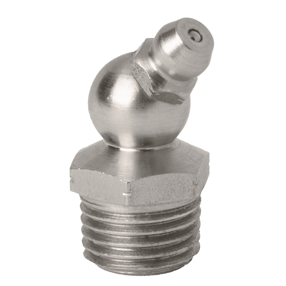 1/4" x 19 BSPT (R1/4") 45˚ Grease Fitting 303 Stainless Steel - 2 pcs