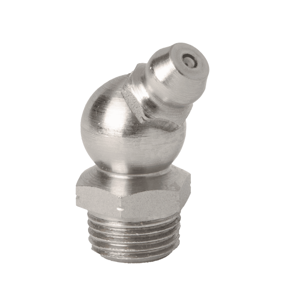 1/8" x 28 BSPT (R1/8") 45˚ Grease Fitting 303 Stainless Steel - 5 pcs