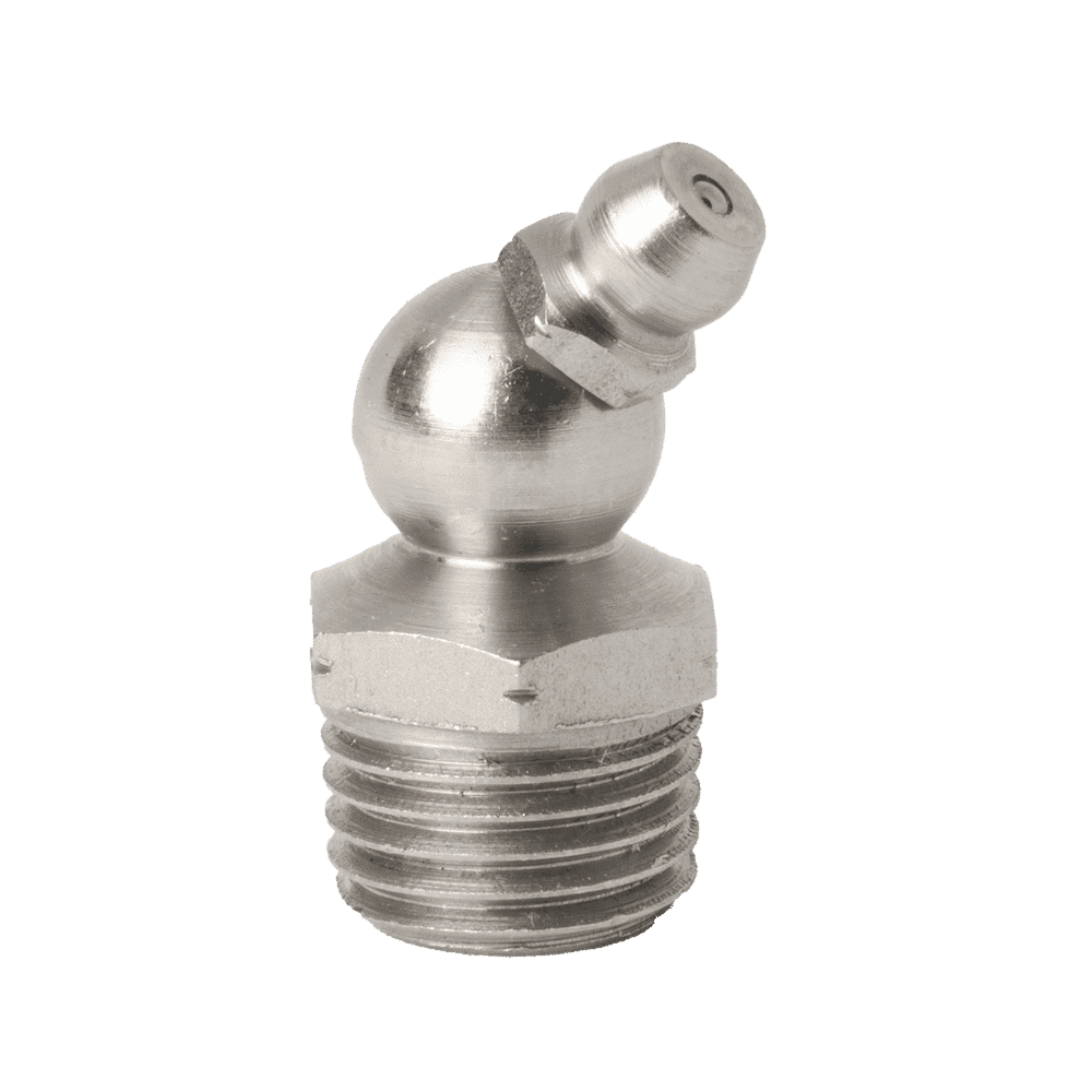 1/4" x 18 PTF 45˚ Grease Fitting 303 Stainless Steel - 2 pcs